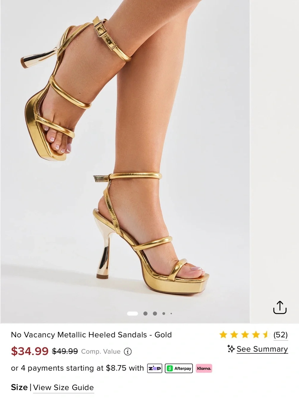 Fashion Nova Gold Metallic Strappy Platform Heels